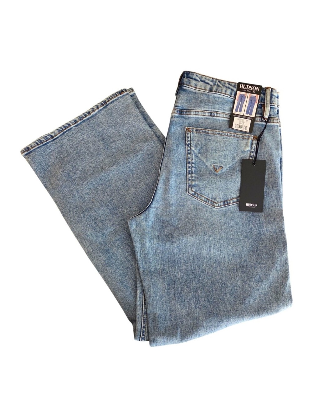 Hudson Jeans women 12 light wash denim high rise wide leg stretch 31" inseam NWT